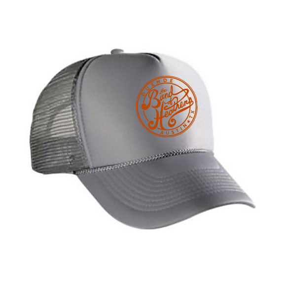 Duende orange logo grey trucker hat The Band of Heathens 